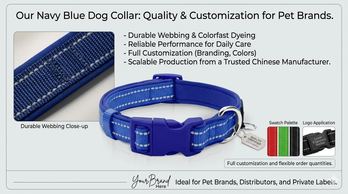 Classic Navy Blue Dog Collar Classic Navy Blue Dog Collar
