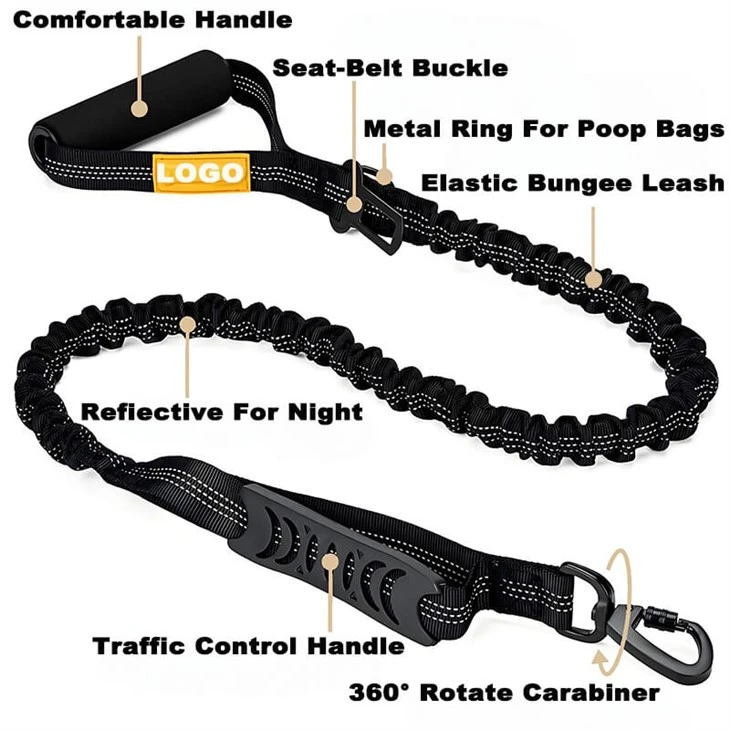 Reflective Heavy Duty Elastic Dog Leash